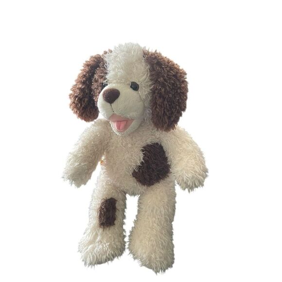 Build A Bear Kids White Brown Spot Fuzzy Puppy Dog Stuffed Animal Plush OS - Picture 7 of 7